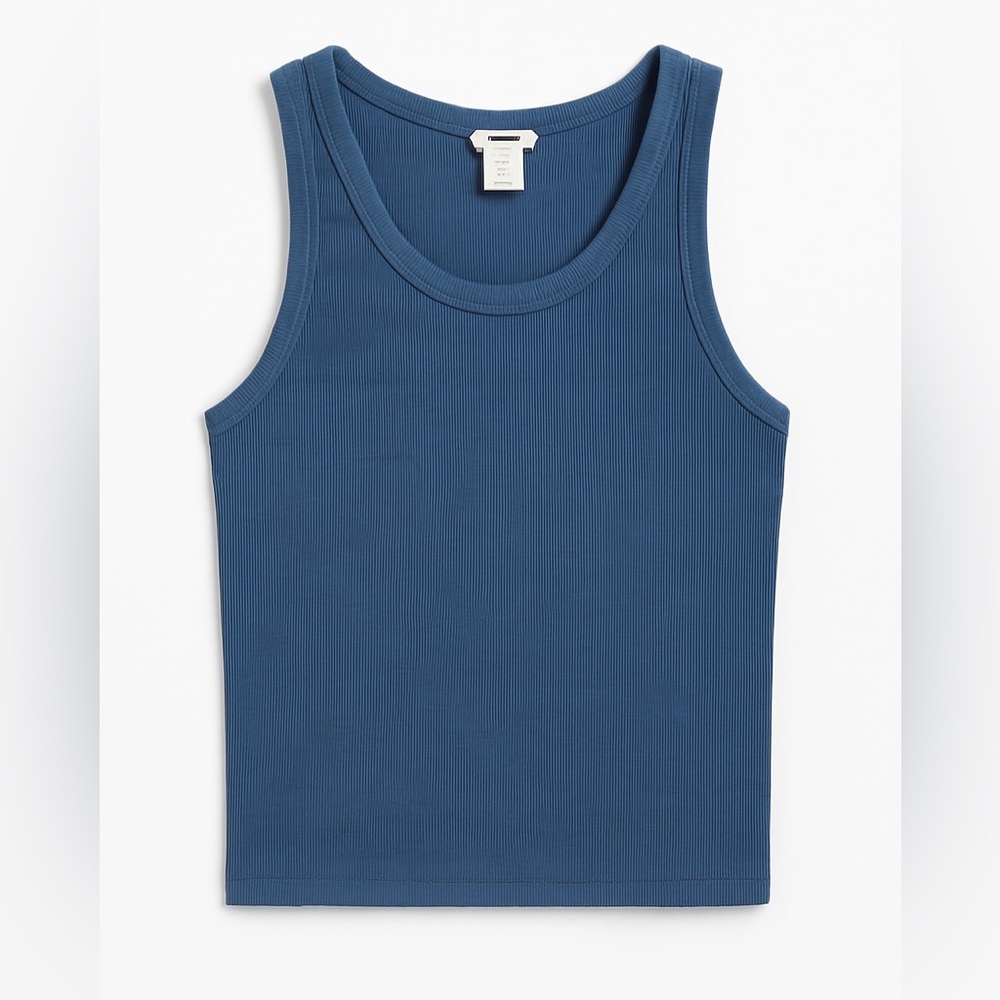 Classic Blue Ribbed Tank Top